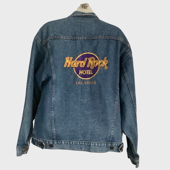 VINTAGE 90’S HARD ROCK HOTEL LAS VEGAS UNISEX DENIM JACKET - Picture 2 of 8